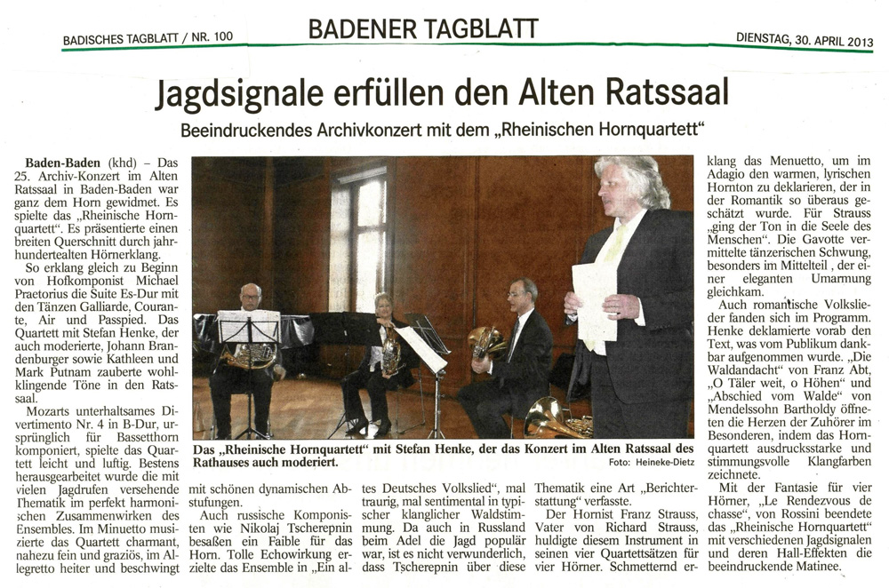 Jagdsignale erfüllen den Alten Ratssaal Jagdsignale erfüllen den Alten Ratssaal