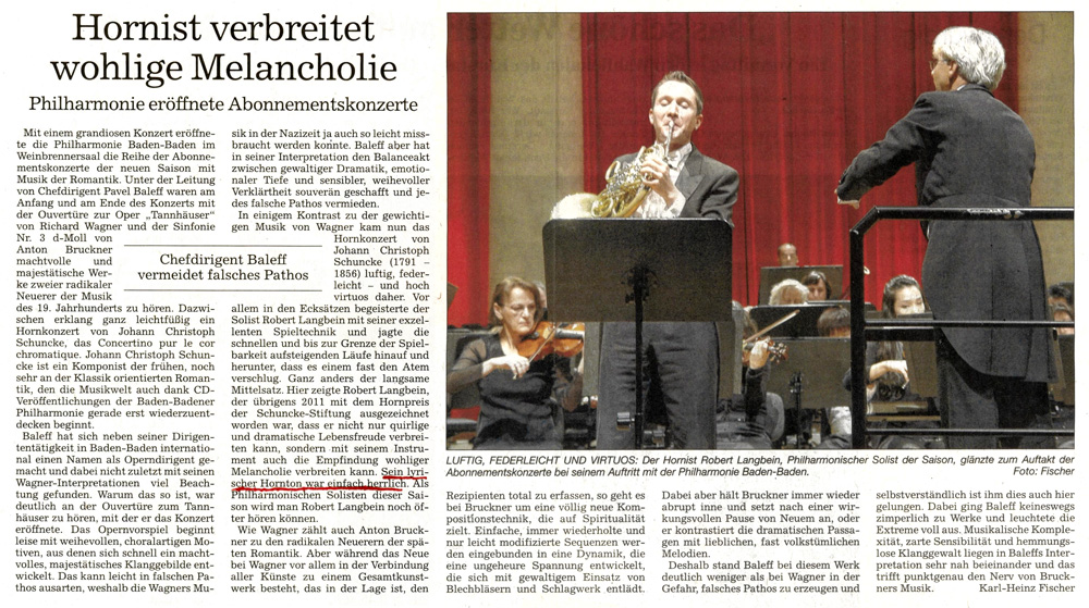 Hornist verbreitet wohlige Melancholie Hornist verbreitet wohlige Melancholie