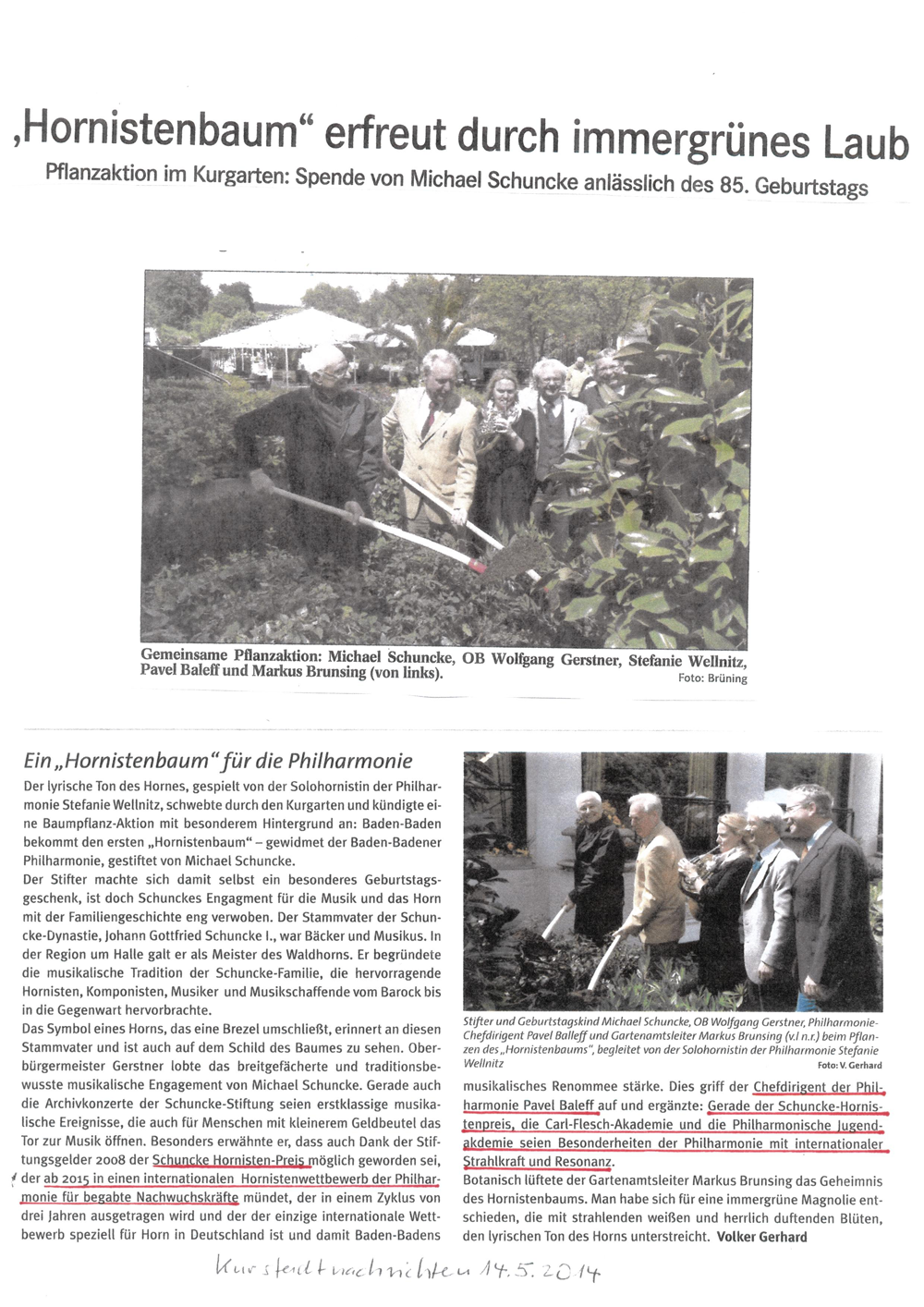 Pflanzung des Hornistenbaums Pflanzung des Hornistenbaums