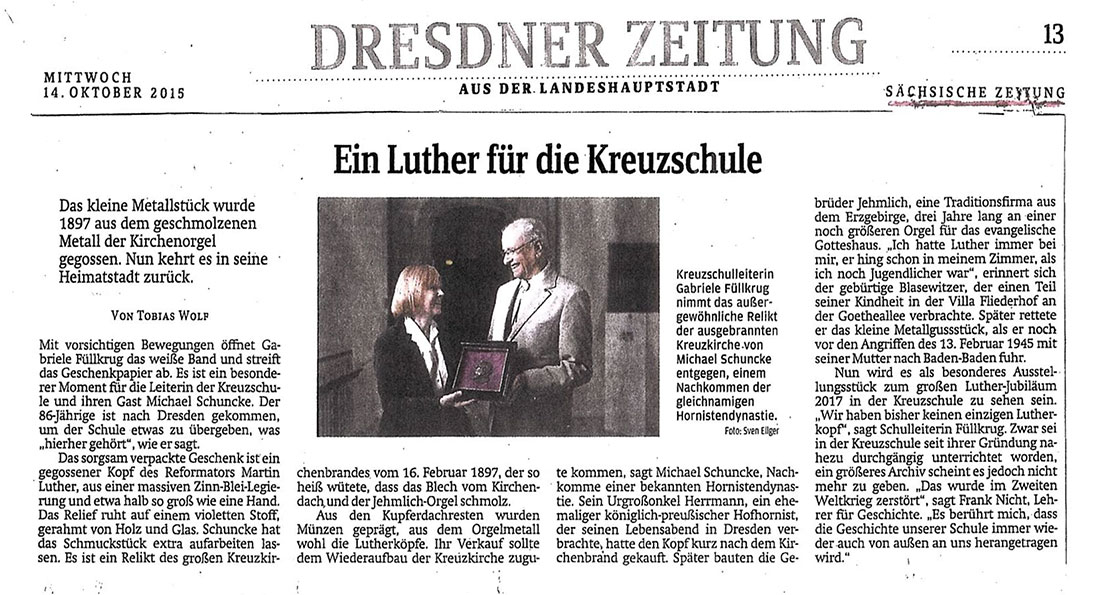 Ein Luther für die Kreuzschule Ein Luther für die Kreuzschule