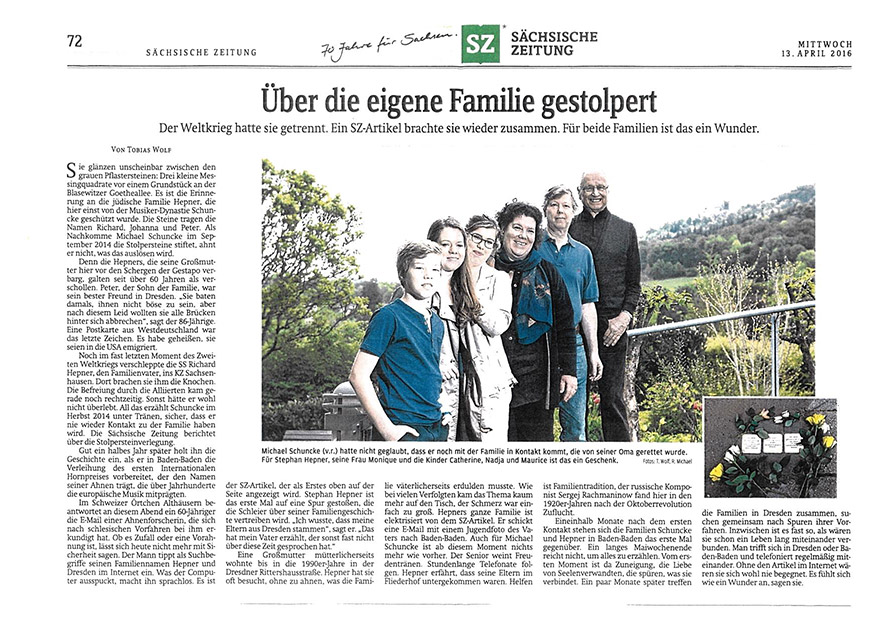 Über die eigene Familie gestolpert Über die eigene Familie gestolpert