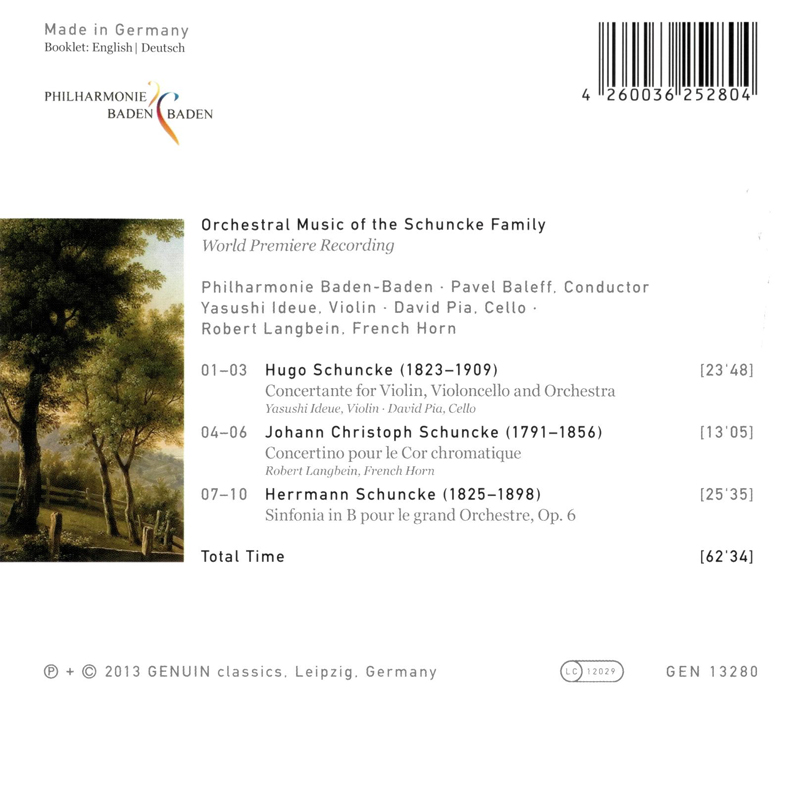 Orchestral Music of the Schuncke Family - Backcover