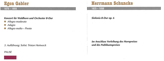 Seite 2 der Broschüre zum Hornwettbewerb 2018