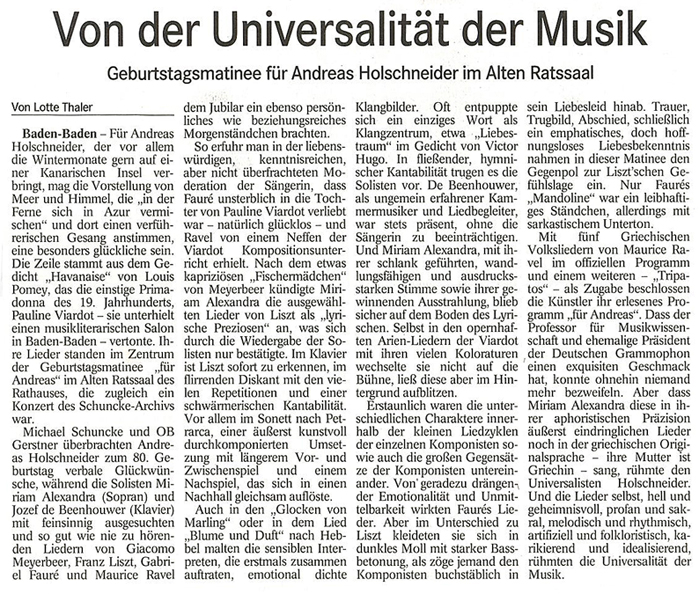 Badisches Tagblatt, 19.04.2011