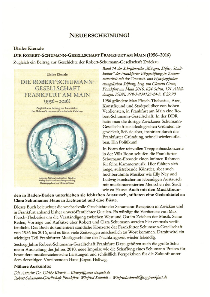 Neuerscheinung Robert-Schumann-Gesellschaft Neuerscheinung Robert-Schumann-Gesellschaft